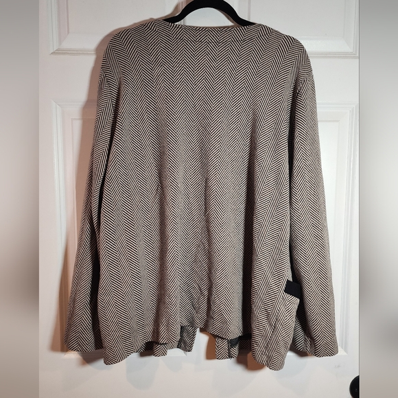 Fashion Bug Beige And Black Herringbone Pattern Zip Up Jacket XXL - Picture 5 of 5